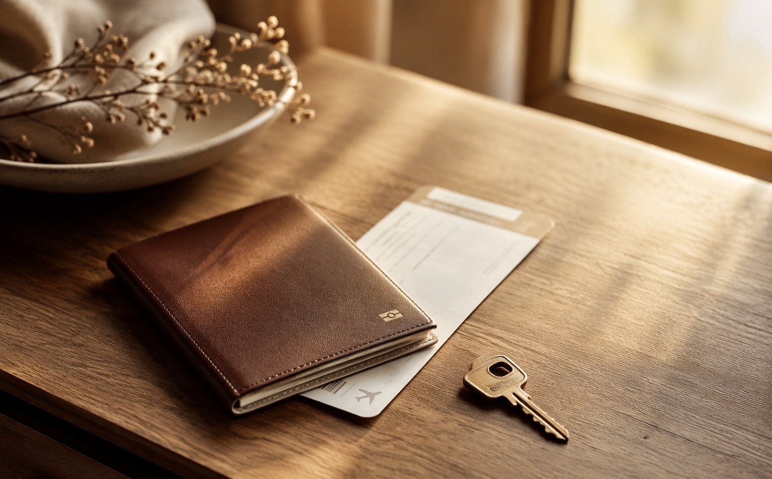 A passport resting on travel documents