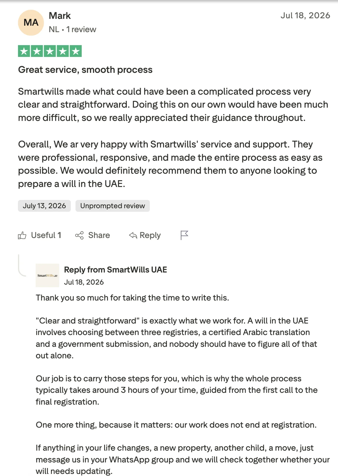 Trustpilot review from Mark