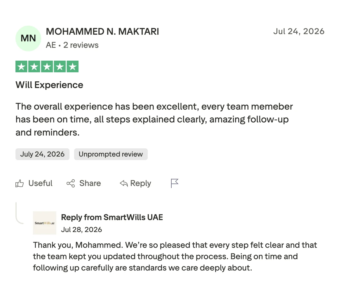 Trustpilot review from Mohammed N. Maktari
